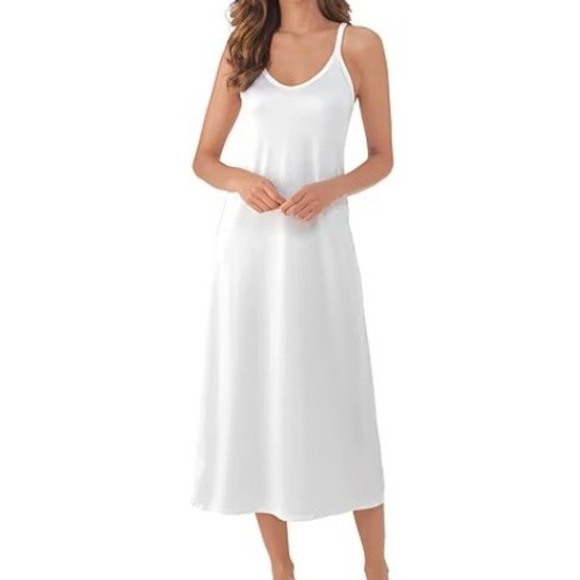 Vanity Fair Dresses & Skirts - Vanity Fair M/L 38 Slip Dress White Minimalist Bridal Coquette Sleep Loungewear